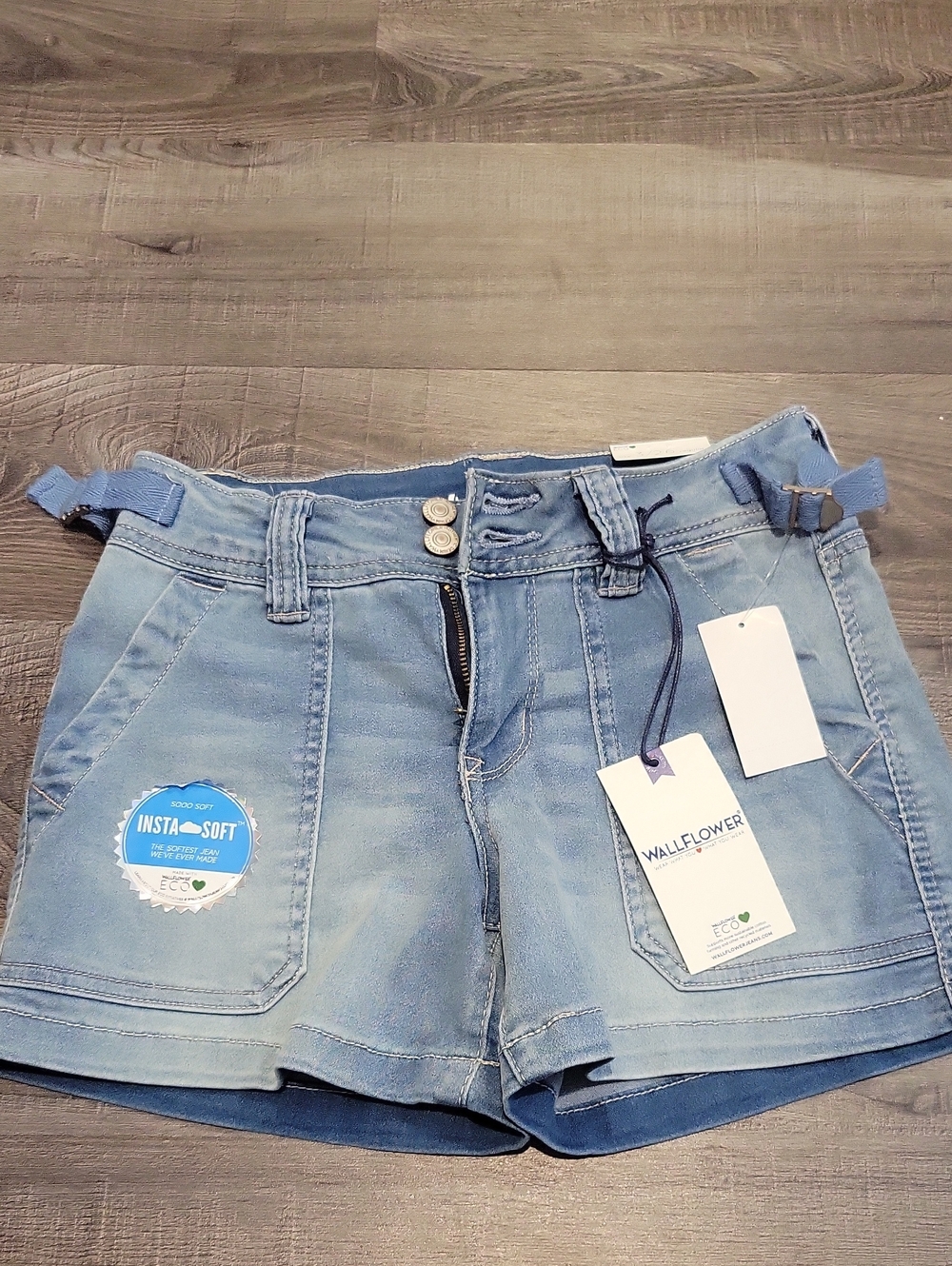 Wallflower Light Blue Denim Insta-Soft Jean Shorts
